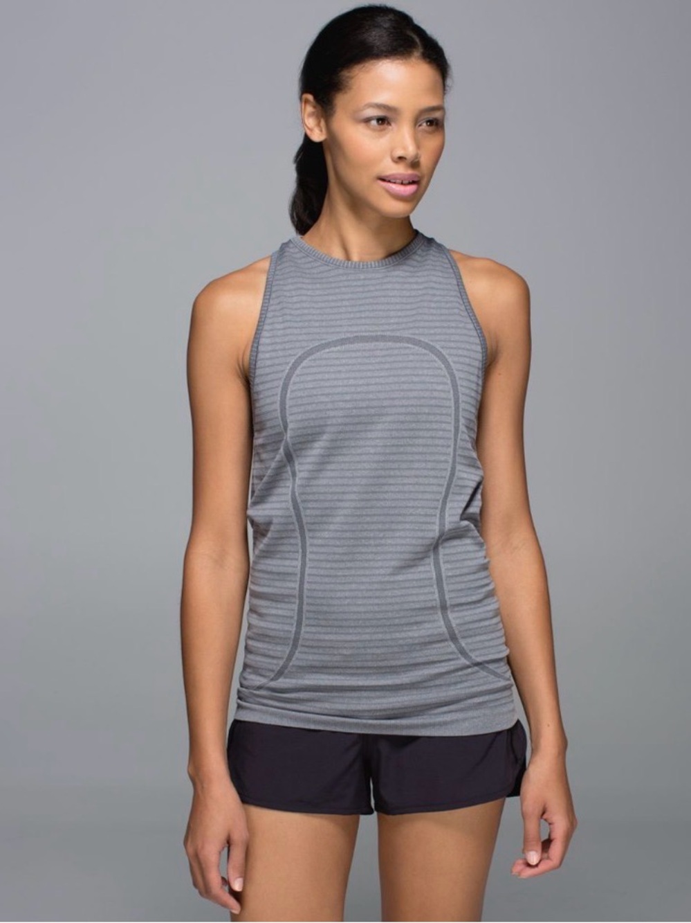 Lululemon Run: Swiftly Tech Tank Rugby Stripe Tonal Heathered Slate size 4